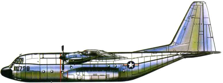 Взлет С-130В со стартовыми ускорителями